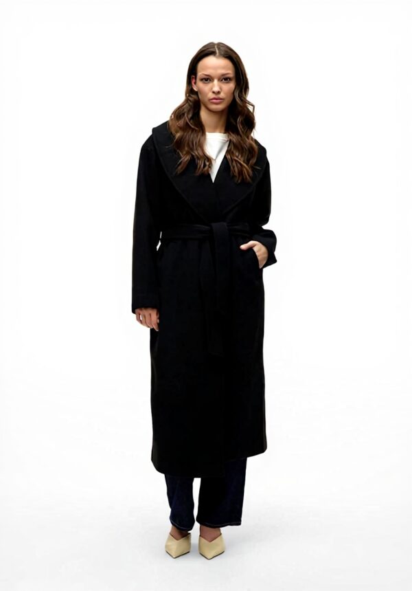 Cappotto VERO MODA VMANNE Nero Chiusura Cintura Donna