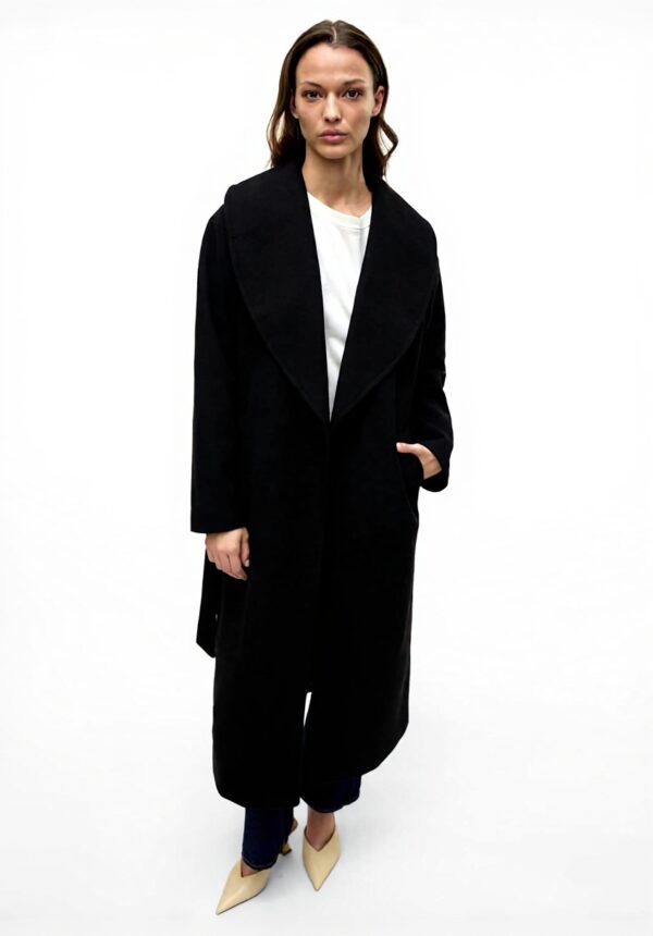 Cappotto VERO MODA VMANNE Nero Chiusura Cintura Donna