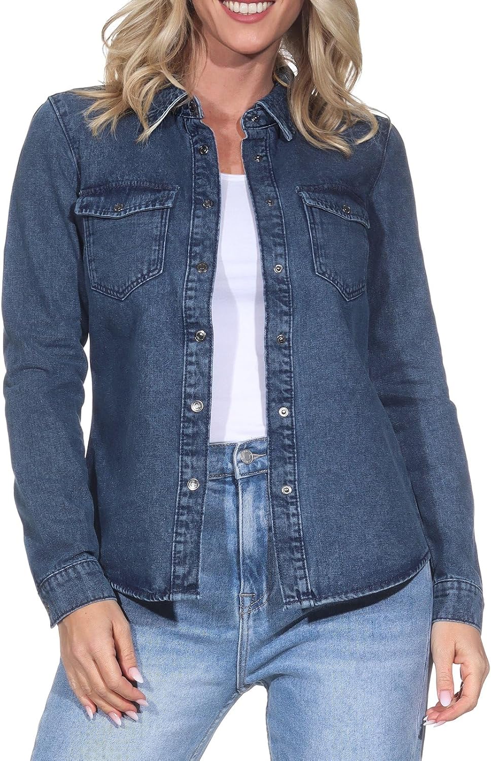 Camicia Denim VERO MODA Donna Comoda Abbinabile-0
