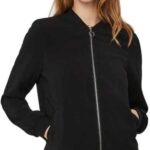 VERO MODA Giacca Blouson Donna Nero Colletto Volante Leggera-0