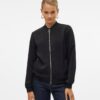 VERO MODA Giacca Blouson Donna Nero Colletto Volante Leggera-3