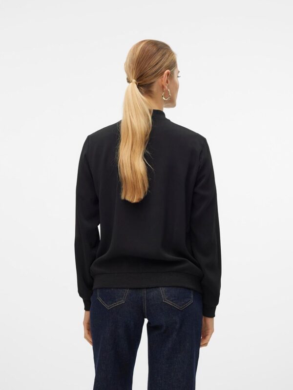 VERO MODA Giacca Blouson Donna Nero Colletto Volante Leggera-4