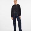 VERO MODA Giacca Blouson Donna Nero Colletto Volante Leggera-5