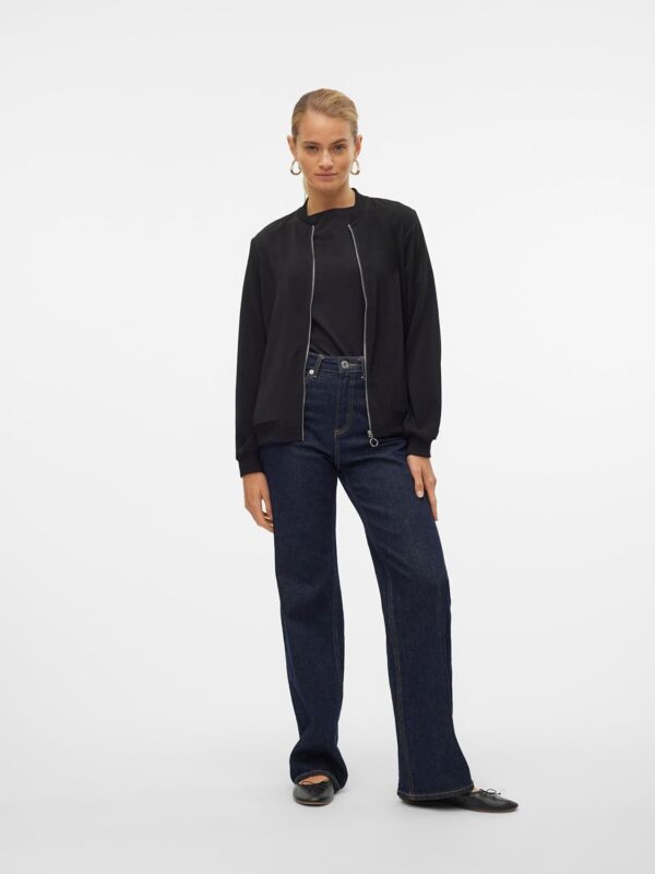 VERO MODA Giacca Blouson Donna Nero Colletto Volante Leggera-5