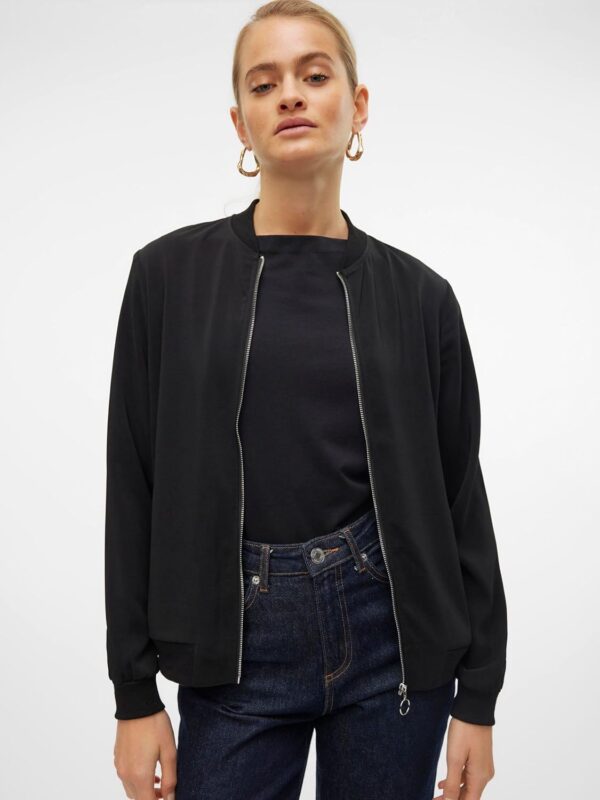 VERO MODA Giacca Blouson Donna Nero Colletto Volante Leggera-6