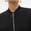 VERO MODA Giacca Blouson Donna Nero Colletto Volante Leggera-7