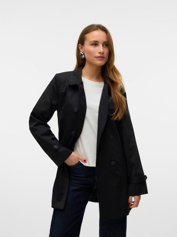 Trenchcoat VERO MODA Donna Nero Farina d'Avena Fossile-1
