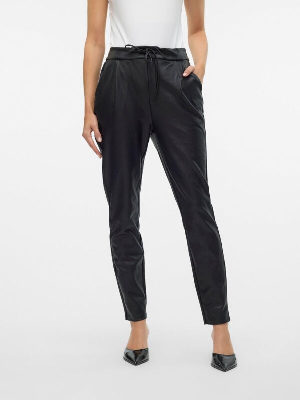 Pantaloni VERO MODA pelle effetto loose fit donna nero-3