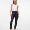 Pantaloni VERO MODA pelle effetto loose fit donna nero-5
