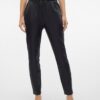 Pantaloni VERO MODA pelle effetto loose fit donna nero-6