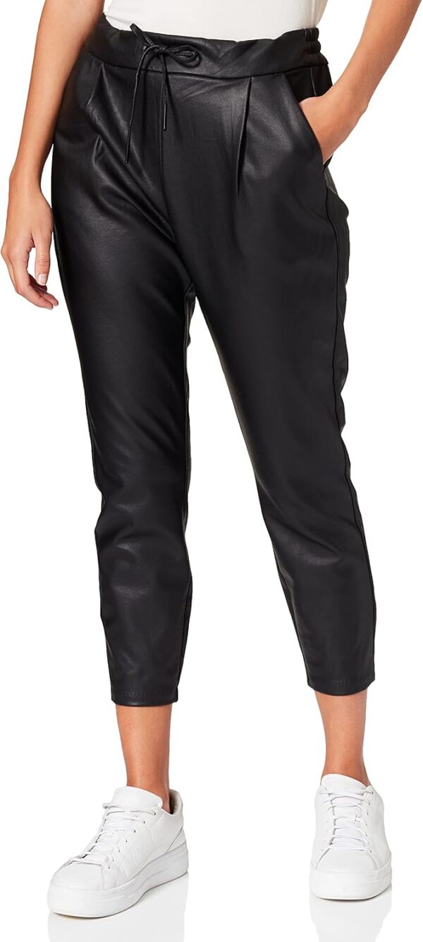 Pantaloni VERO MODA pelle effetto loose fit donna nero-0