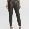 Pantaloni VERO MODA pelle effetto loose fit donna nero-8
