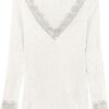 VERO MODA Top Donna Scollo V Pizzo Maglia Bianco-0
