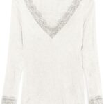VERO MODA Top Donna Scollo V Pizzo Maglia Bianco-0