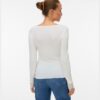 VERO MODA Top Donna Scollo V Pizzo Maglia Bianco-2