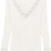 VERO MODA Top Donna Scollo V Pizzo Maglia Bianco-3