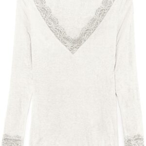 VERO MODA Top Donna Scollo V Pizzo Maglia Bianco-0