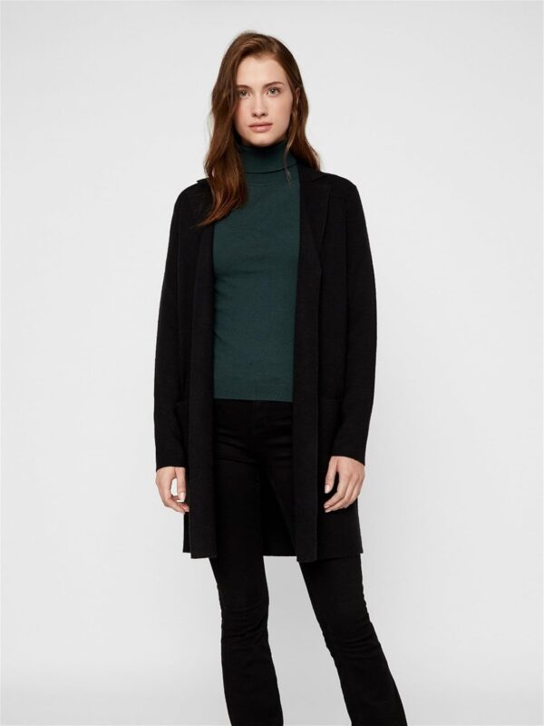 Vero Moda Cardigan Donna Nero Fullneedle LS New Coatigan-2