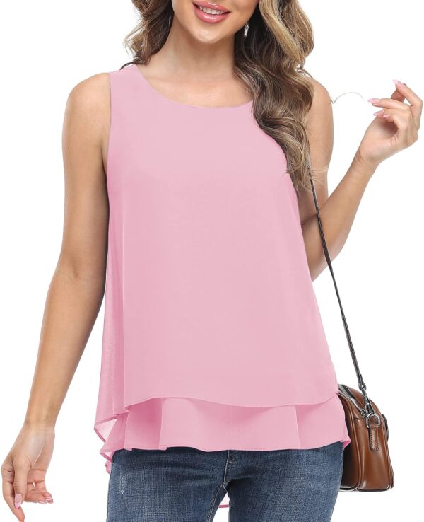 Yommay Canotta Donna Chiffon Senza Maniche Top Estate-3