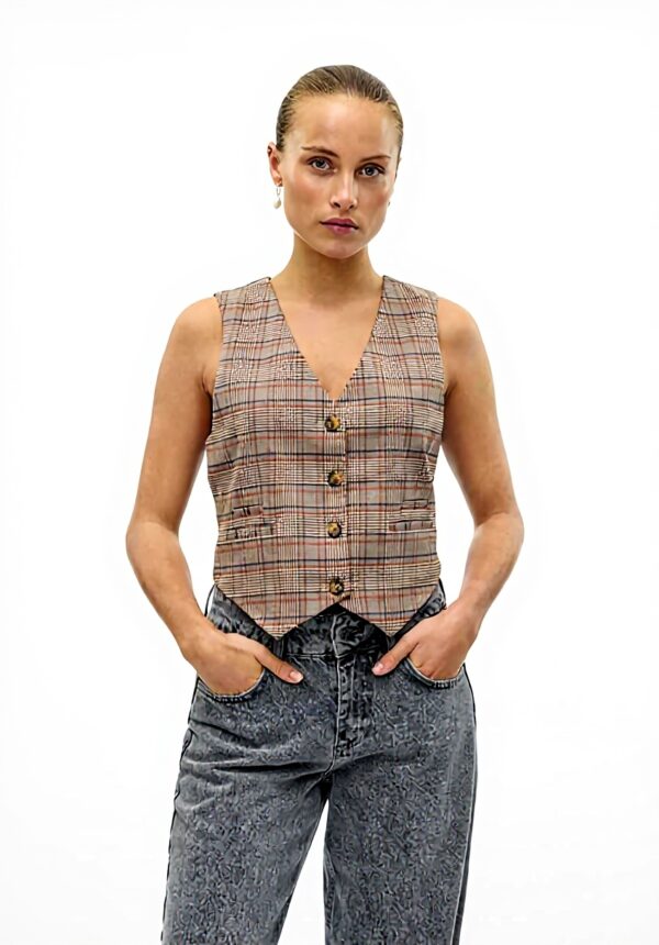 Gilet Donna VERO MODA Vmellie Check Elegante Sostenibile
