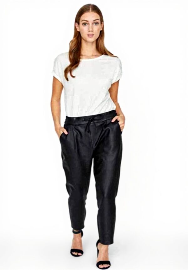 Pantaloni Vero Moda Loose Fit Pelle Ottica Nero Donna