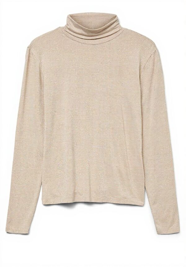 Vero Moda T-shirt Donna Righe Glitter Collo Alto Maniche