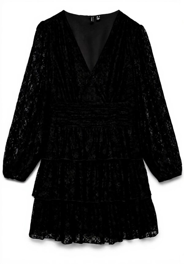 Vero Moda Abito Donna Pizzo Scollo a V Nero Slim Fit