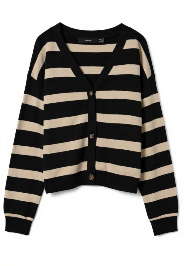 VERO MODA Cardigan Donna Nero V-Neck Full Needle LS