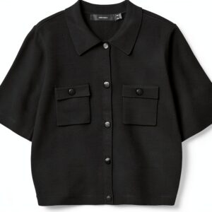 Vero Moda Maglione Donna Polo Nero Maniche Corte-0