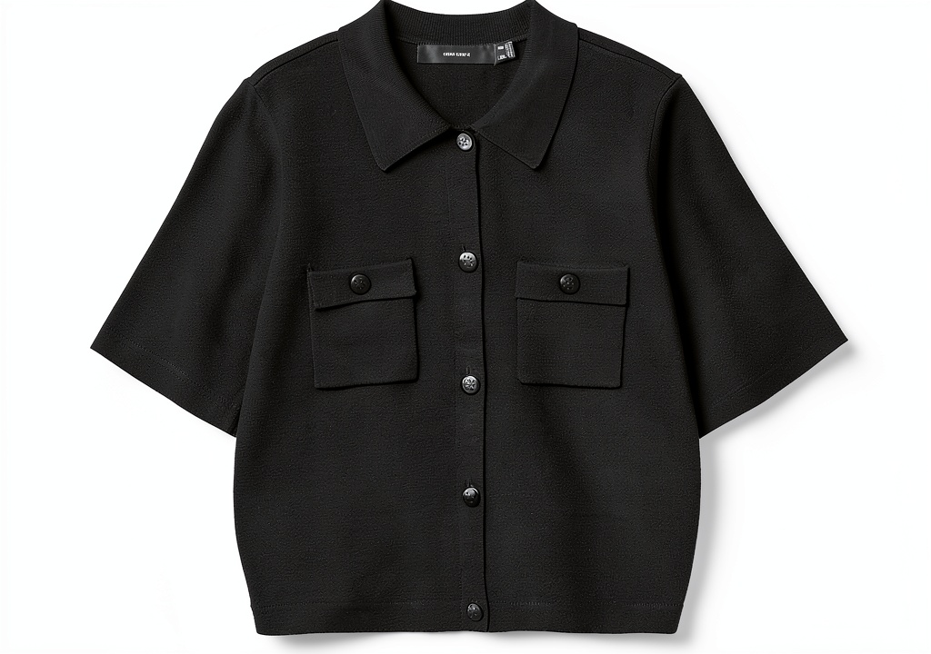 'Maglione Vero Moda nero con colletto polo indossato in un contesto casual'