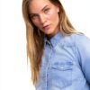 Camicia jeans Bestseller donna polsini bottone colletto-5