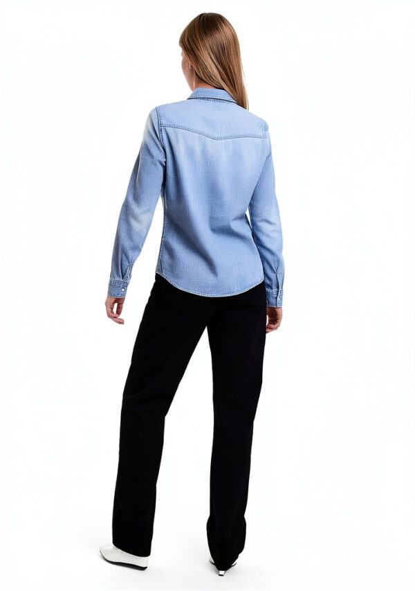 Camicia jeans Bestseller donna polsini bottone colletto-3