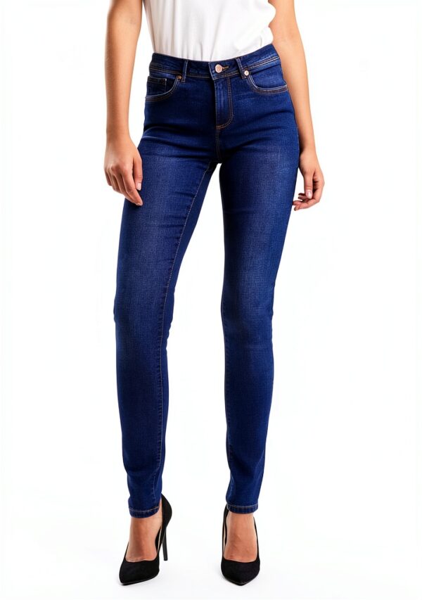 Jeans Donna Sostenibili Elastico Skinny Fit Blu Jeans Scuro-1