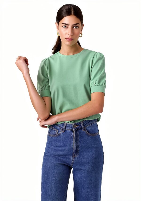 T-shirt donna Mock Arancione taglio voluminoso traspirante-1