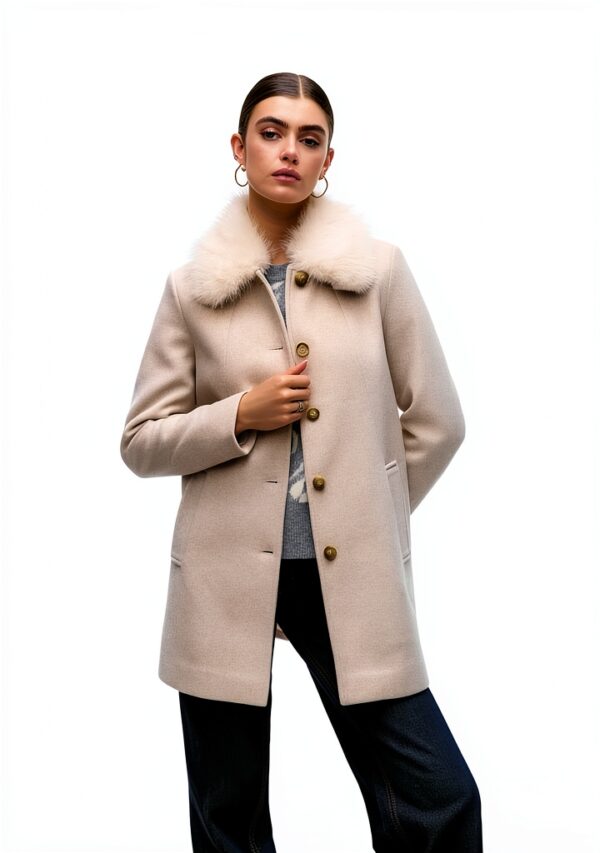 Vero Moda cappotto donna colletto a risvolto farina d'avena-1