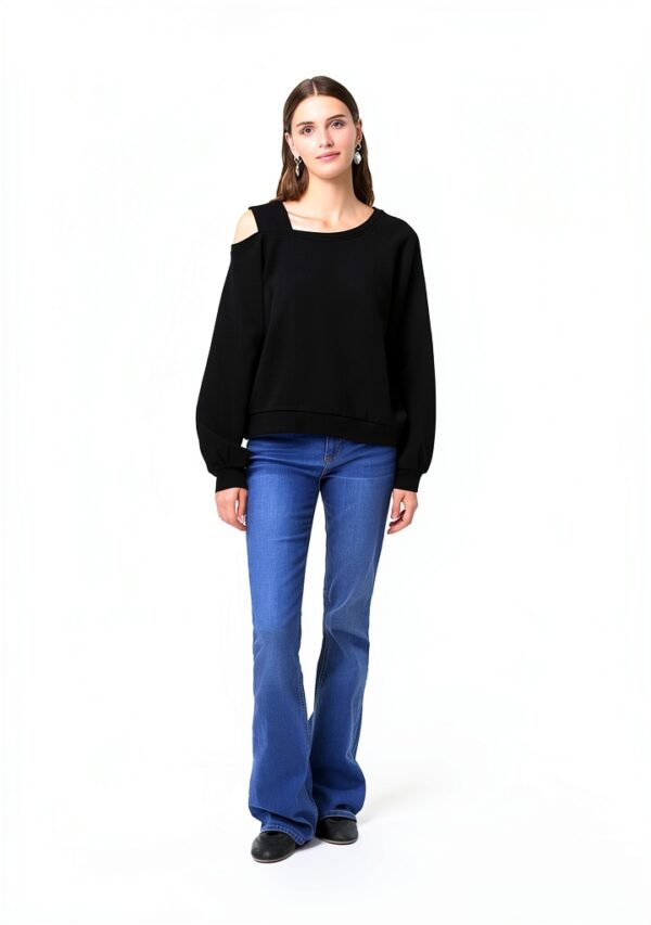 Felpa Vero Moda Donna Nero L Poliestere Cotone Sciolto-2
