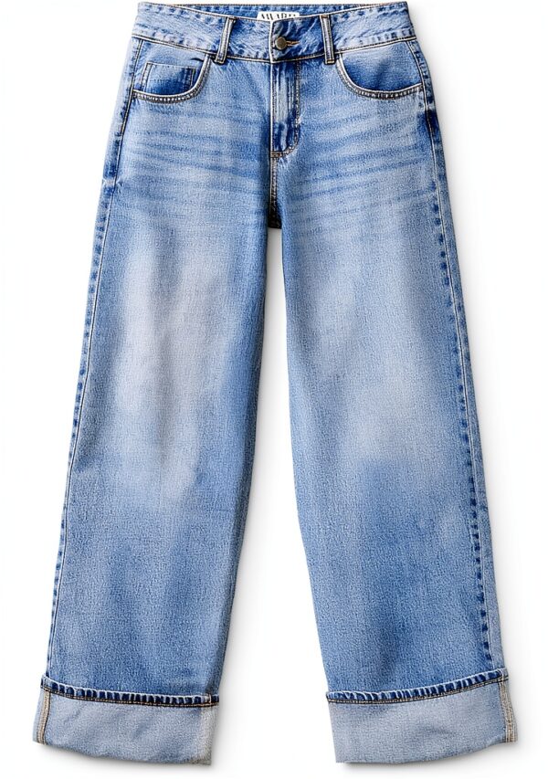 Vero Moda Jeans Donna Awrena Wide Fold Up Mix Blu Chiaro