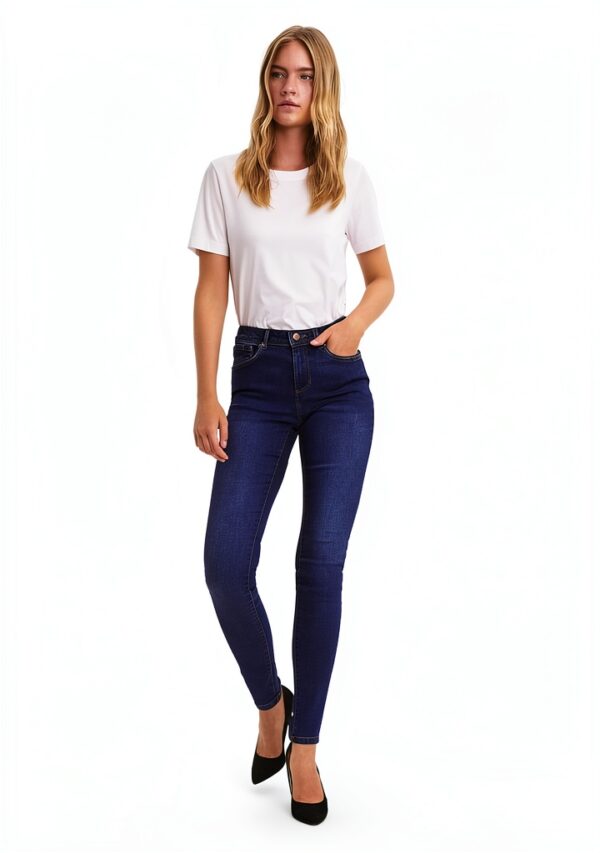 Jeans Donna Sostenibili Elastico Skinny Fit Blu Jeans Scuro-3