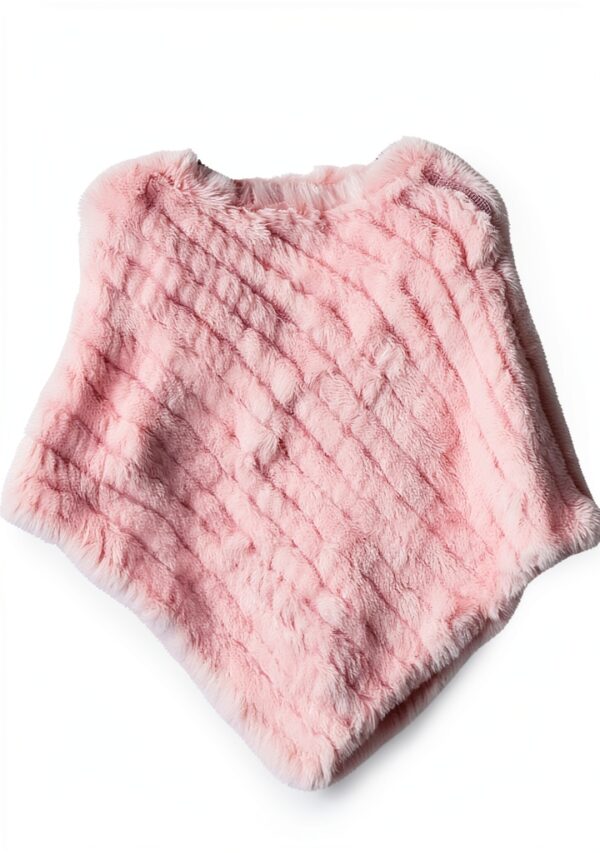 Poncho pelliccia coniglio donna avvolgente gilet maglia