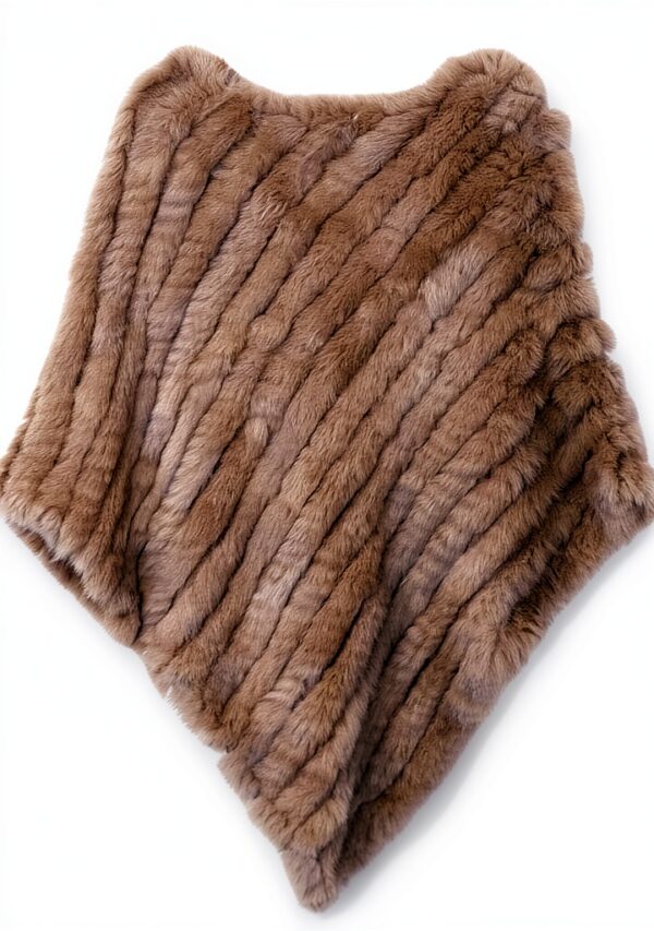 Vera pelliccia coniglio poncho donna maglia moda avvolgente