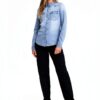 Camicia jeans Bestseller donna polsini bottone colletto-4