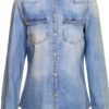 Camicia jeans Bestseller donna polsini bottone colletto-0