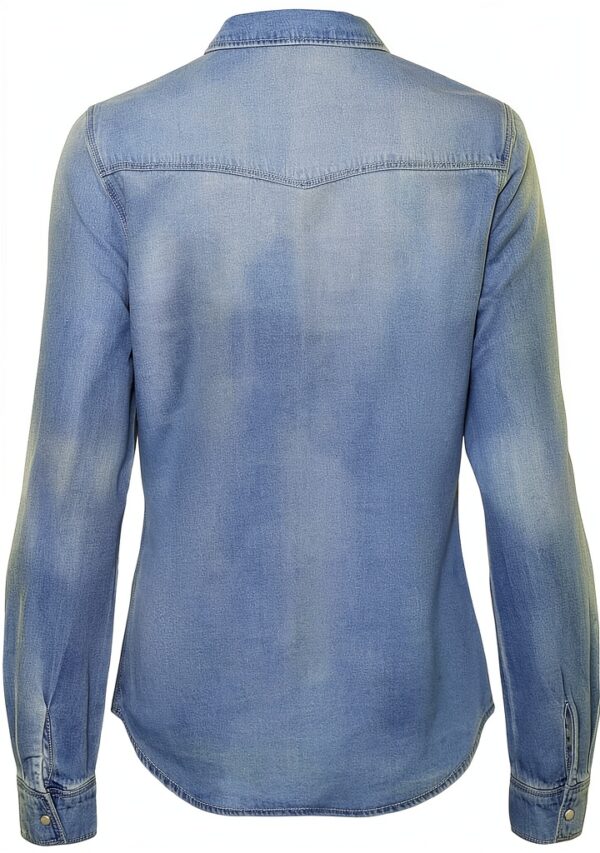 Camicia jeans Bestseller donna polsini bottone colletto-2