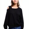 Felpa Vero Moda Donna Nero L Poliestere Cotone Sciolto-3