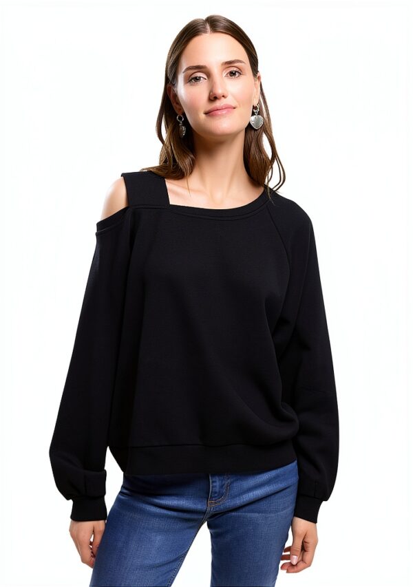 Felpa Vero Moda Donna Nero L Poliestere Cotone Sciolto-3