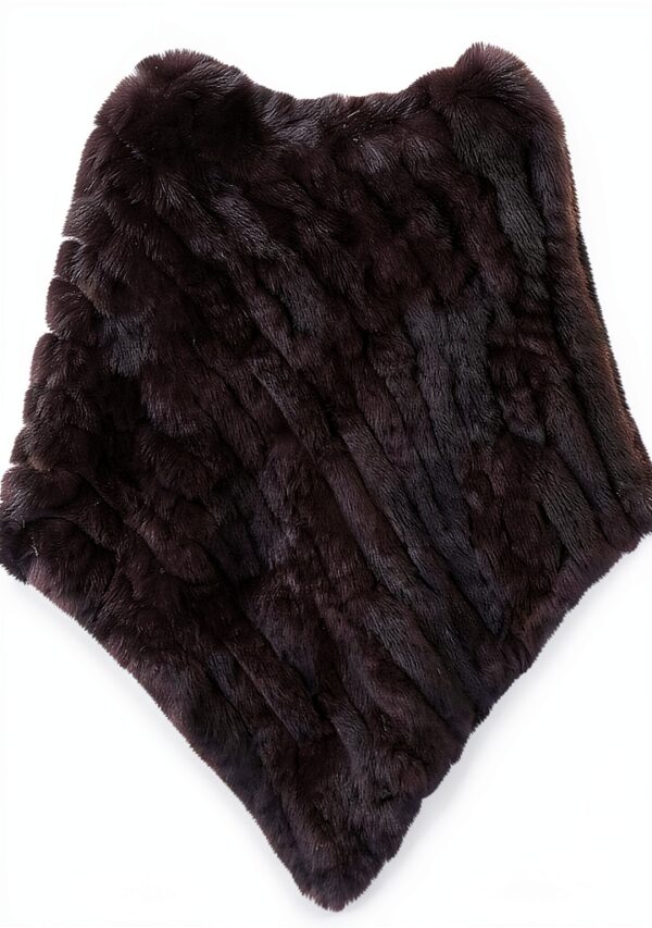 Poncho pelliccia coniglio donna maglia avvolgente gilet moda