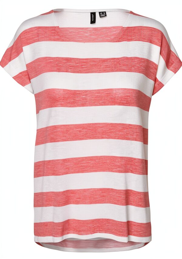 VERO MODA Maglietta Donna Scollo Tondo Righe Top Canotta