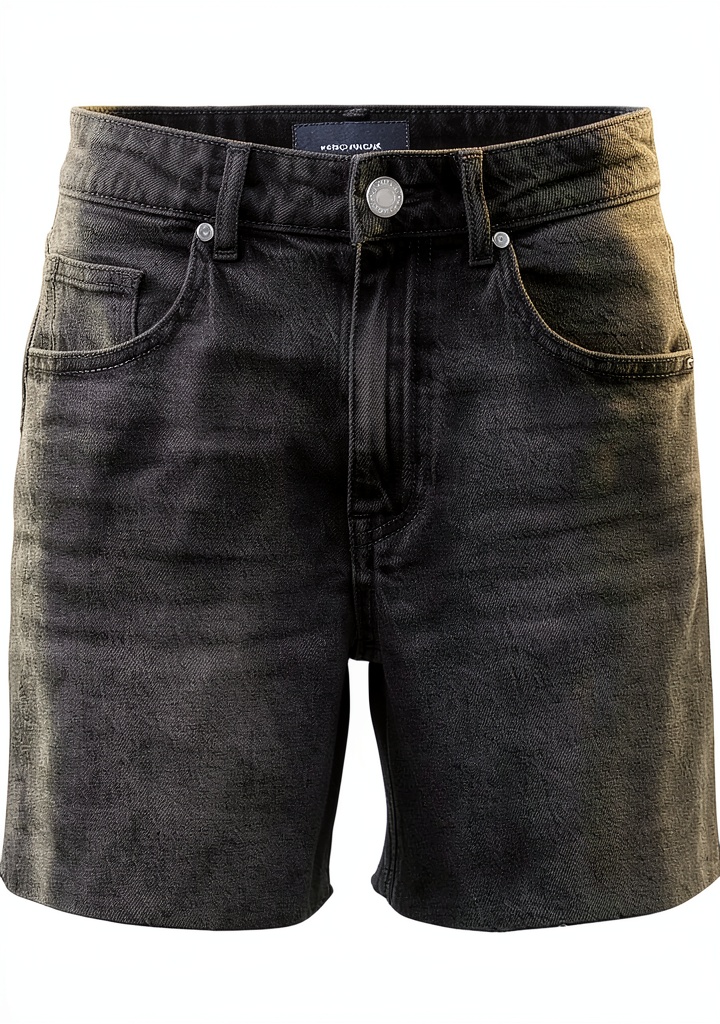 Installing VERO MODA Jeansshorts Donna Frange Zip Denim Grigio Nero on a wooden desk