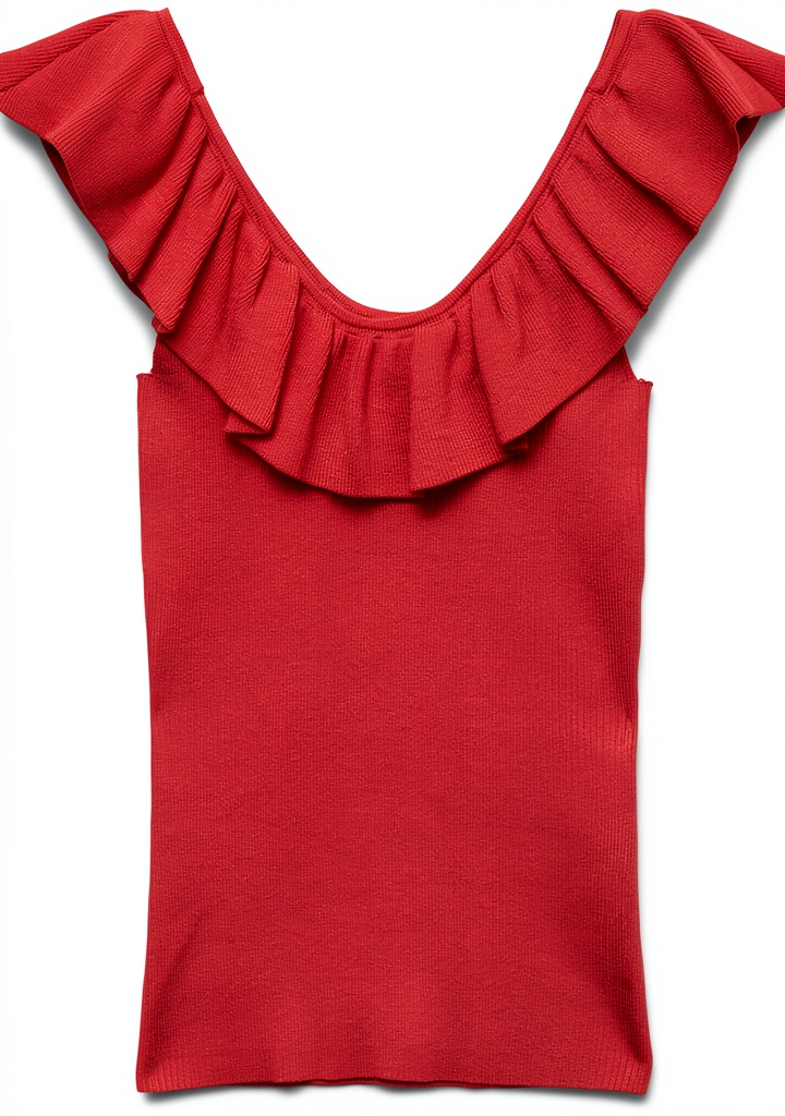 'VERO MODA Top Donna con volant in colore Rosso Fiery Red'