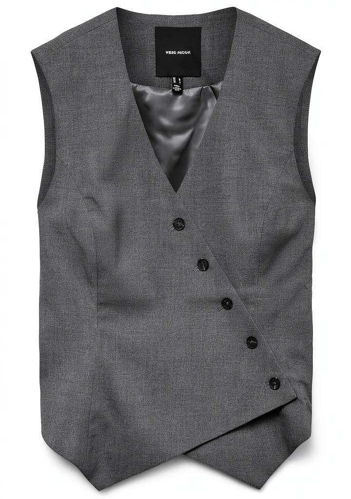 gilet donna grigio scuro VERO MODA indossato in un contesto urbano